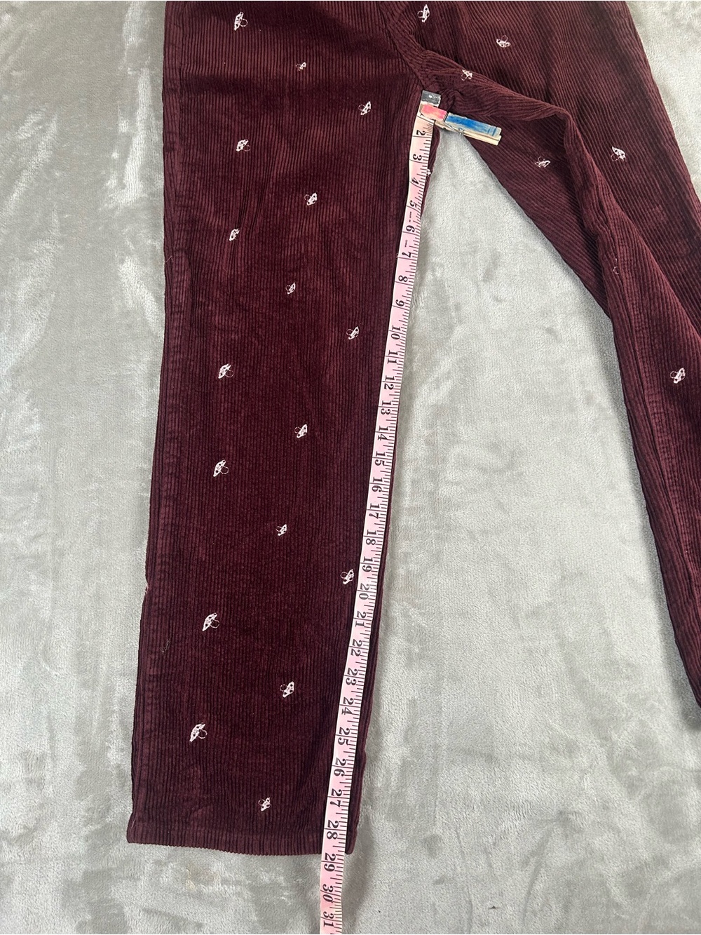 Forever 21 Embroidered Mushroom Corduroy Pants in Deep Burgundy - Picture 10 of 11